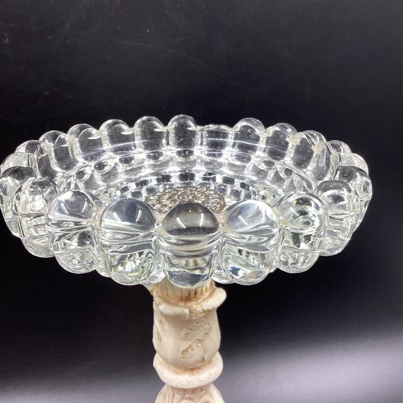 Vtg Mid Century Hollywood Regency Novelty Resin Cherub 10" Glass Ashtray Stand - Picture 5 of 16